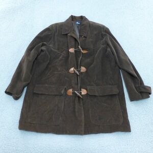 Lizsport Brown Corduroy Toggle Coat Womens Barn Jacket Cotton Lined L/XL